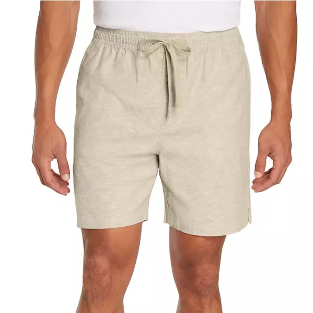 GAP Men's XL Pull-On Linen Shorts Lt KHAKI Size XL Adj Waist Pockets Comfort NEW